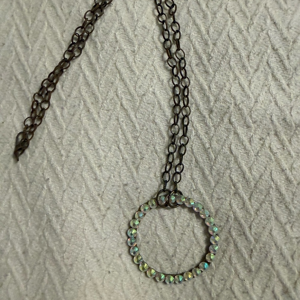 Elegant Crystal Circle Pendant Necklace